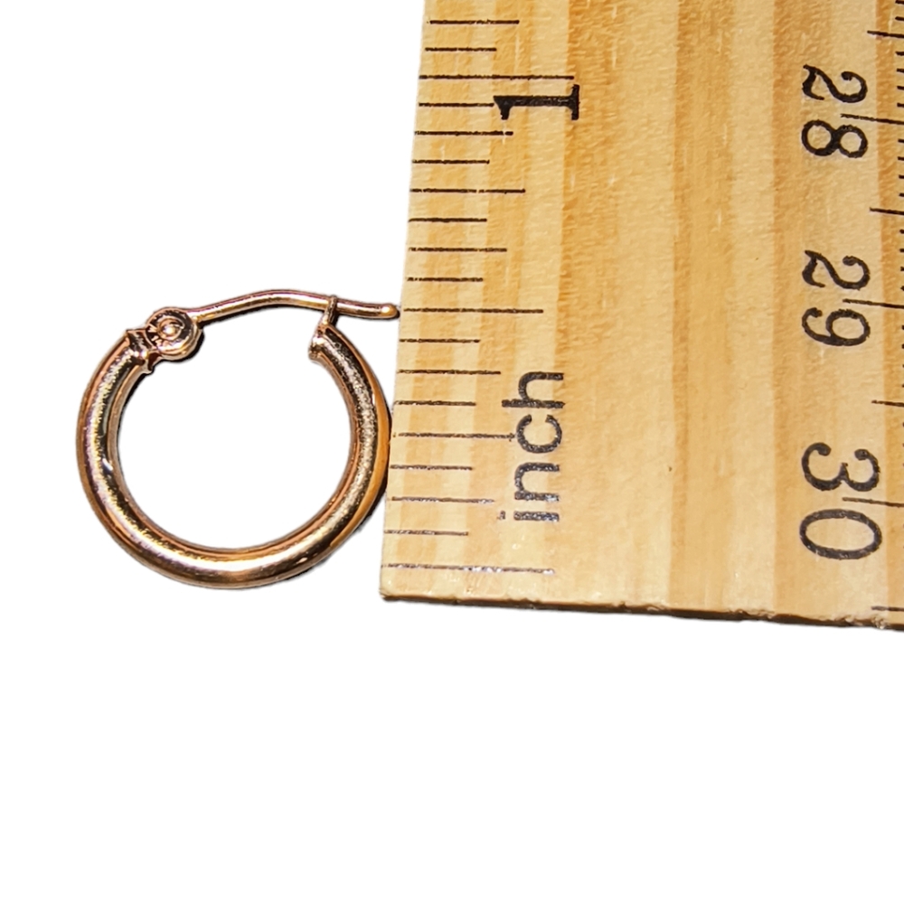 14K Rose Gold Small Huggie Hoop Earrings - Picture 5 of 9